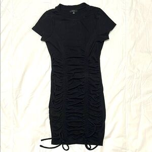 Iris Black Ruched Bodycon Mini Dress